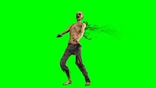 walking dead zombie is shot - green screen - free use