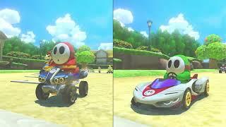 Mario Kart 8 Deluxe, Red Shy Guy Vs Green Shy Guy, 4 round Nintendo Switch gameplay.