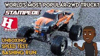 Traxxas Stampede 2wd - Unboxing, Speed Test & Bashing Run