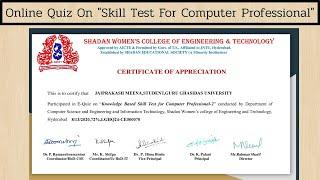 Free Quiz Certificate || Online Quiz On CSE/IT || Computer Professional Test ||  Free Certificate