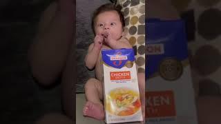 Naked Baby With Chicken Broth In Front Of Him #shorts #youtubeshorts