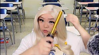 ASMR pov you sit next to the girl that thinks school is a beauty salon (gum chewing)