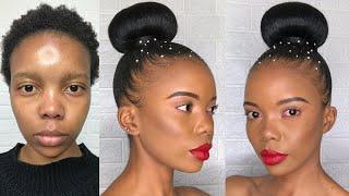 How to do a Ballerina bun on short 4c hair| No heat| Wedding hairstyle for 4c hair