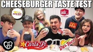 FAMILY BLINDFOLDED CHEESEBURGER TASTE TEST | KIDS TRYING FAST FOOD CHEESEBURGERS | PHILLIPS FamBam