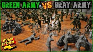 PLASTIC ARMY MEN Pretend Play Evan's Green TEAM vs Dad's Gray TEAM