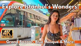 Istanbul Turkey Old Town Walking Tour: Grand Bazaar Shops, Sultanahmet District 4K UHD 60FPS