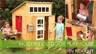 Modern Outdoor Playhouse | Watch KidKraft's Toy Review of Kids Wooden Playhouse