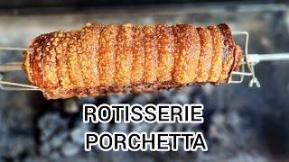 How to Prepare & Cook a Pork Belly / Porchetta on a Charcoal Rotisserie BBQ!